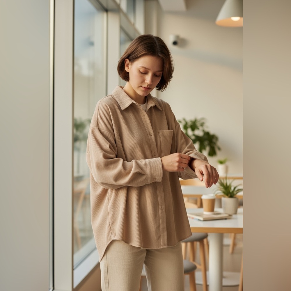 Zara Beige Button-Down Shirt